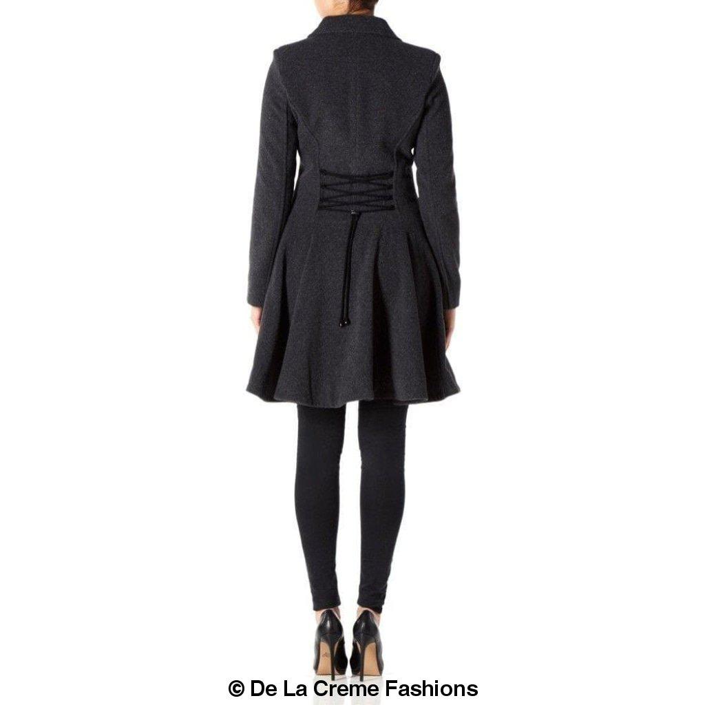 Women Wool Blend Double Breasted Skater Coat