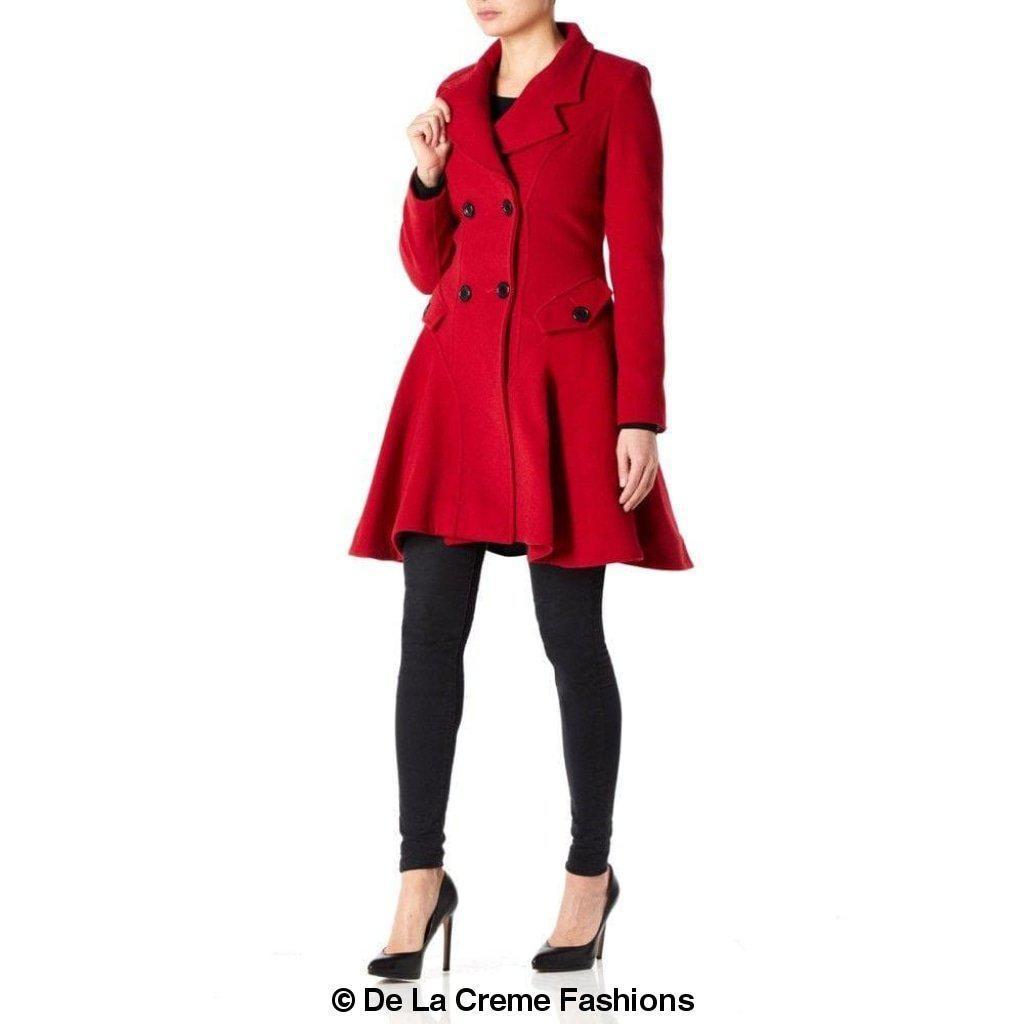 Women Wool Blend Double Breasted Skater Coat