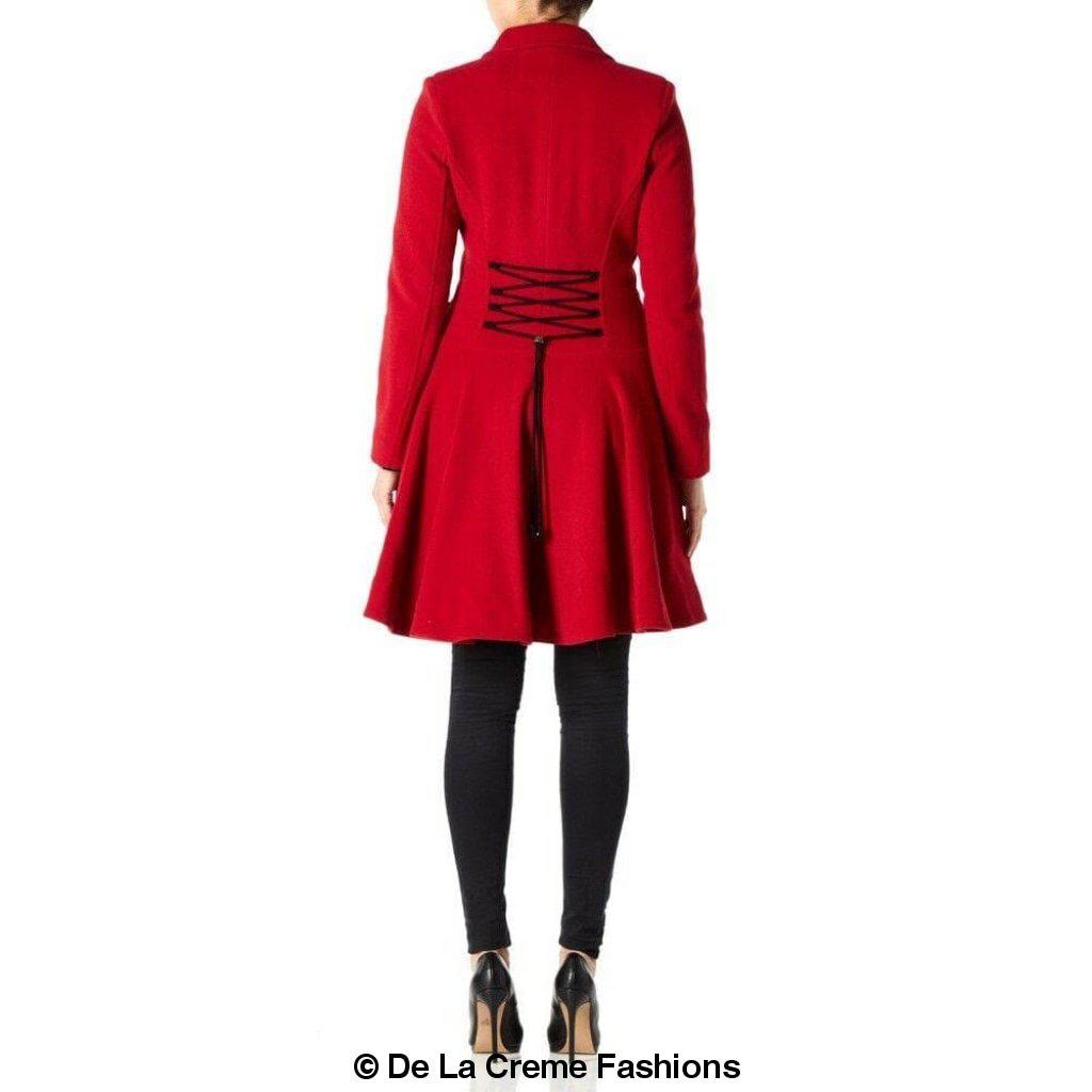 Women Wool Blend Double Breasted Skater Coat