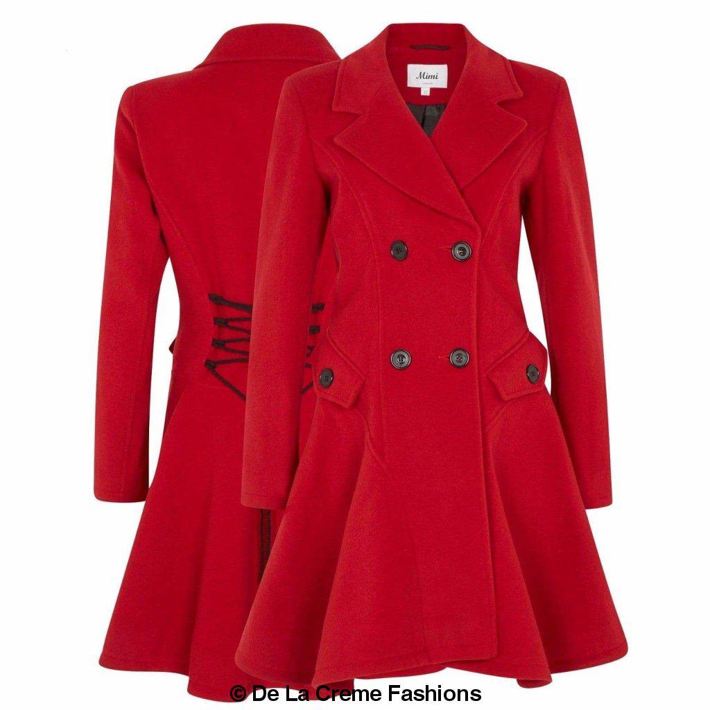 Women Wool Blend Double Breasted Skater Coat