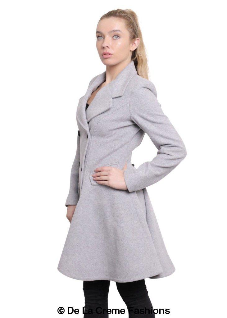 Women Wool Blend Double Breasted Skater Coat