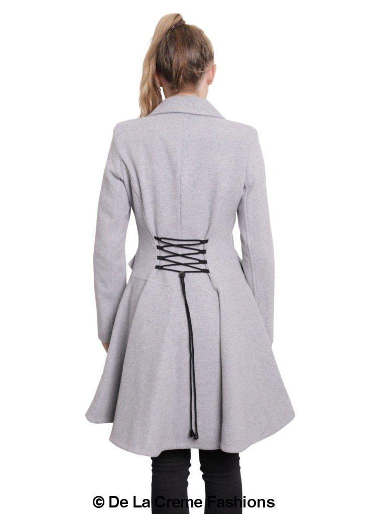Women Wool Blend Double Breasted Skater Coat