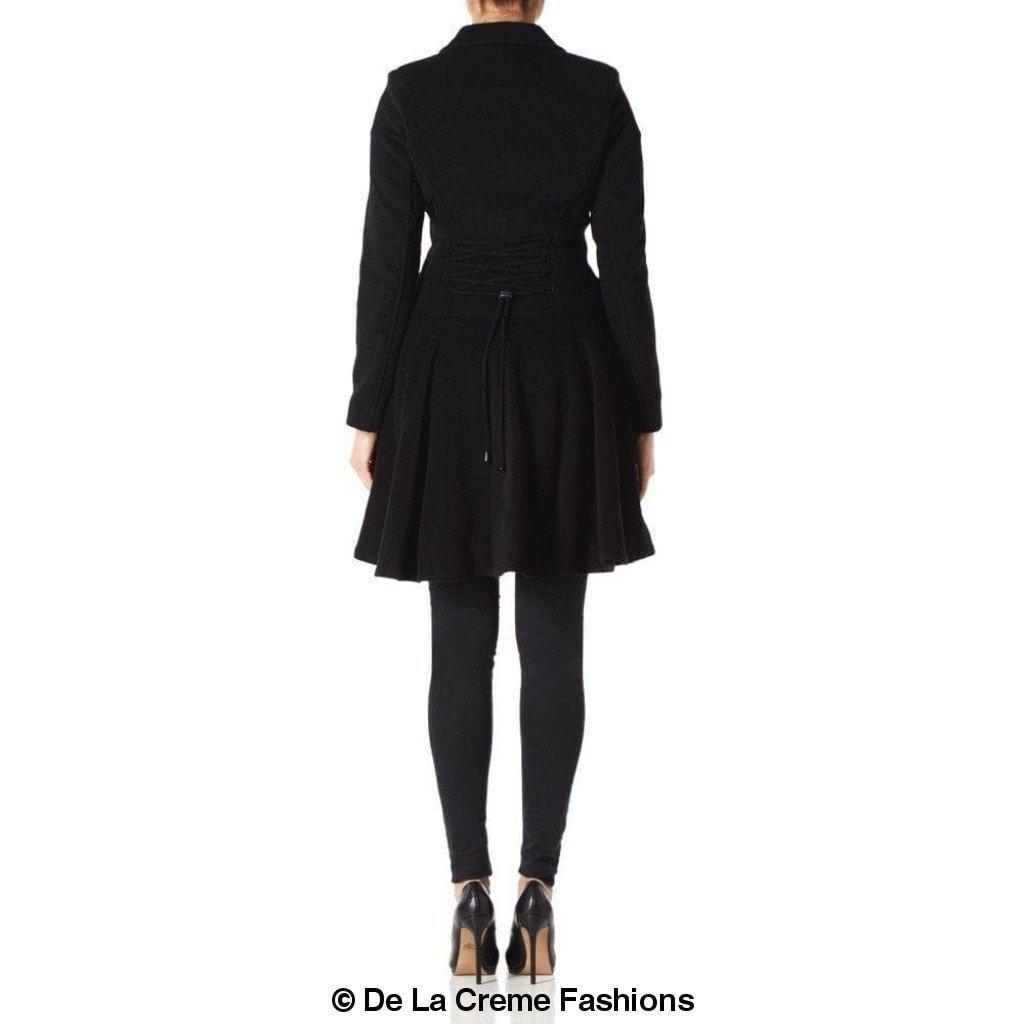 Women Wool Blend Double Breasted Skater Coat