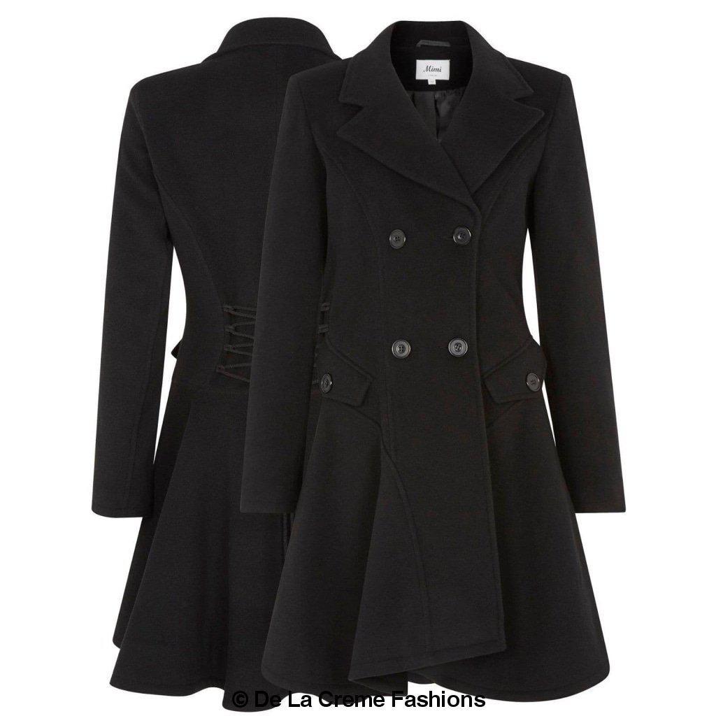 Women Wool Blend Double Breasted Skater Coat