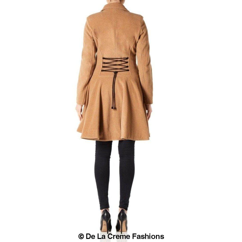 Women Wool Blend Double Breasted Skater Coat