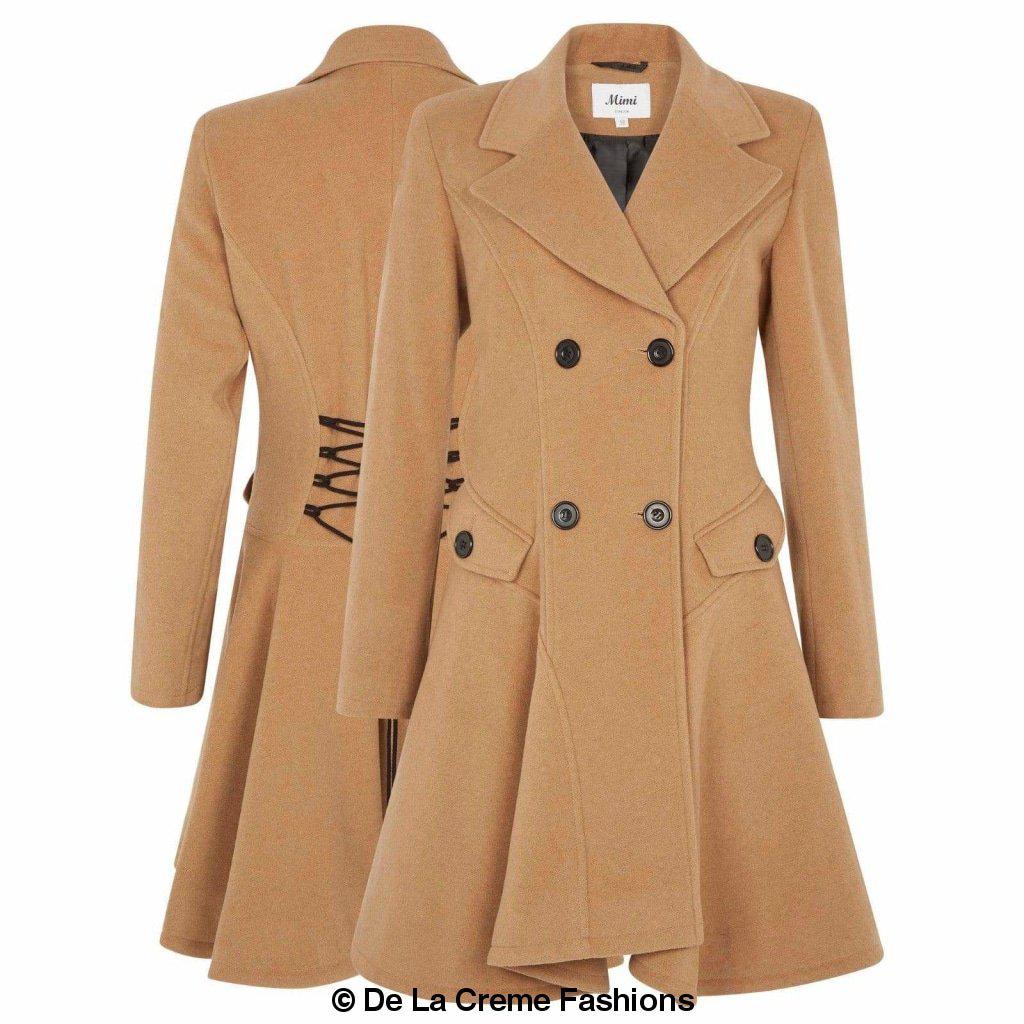 Women Wool Blend Double Breasted Skater Coat