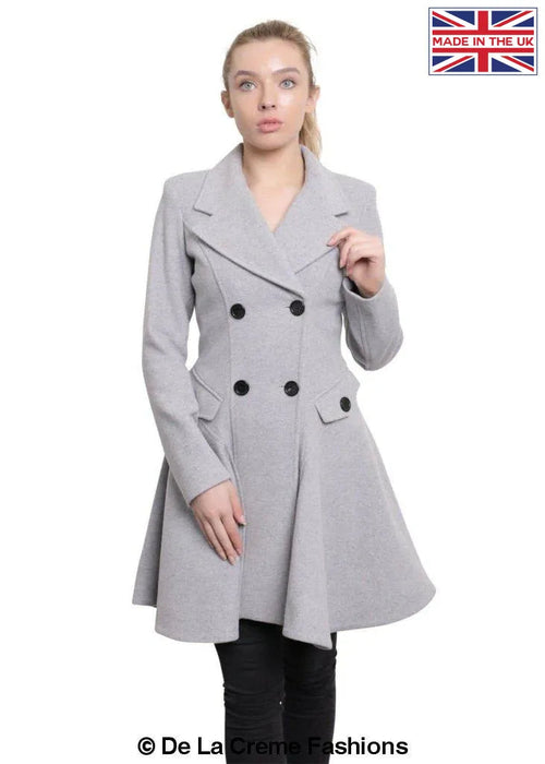 Women Wool Blend Double Breasted Skater Coat