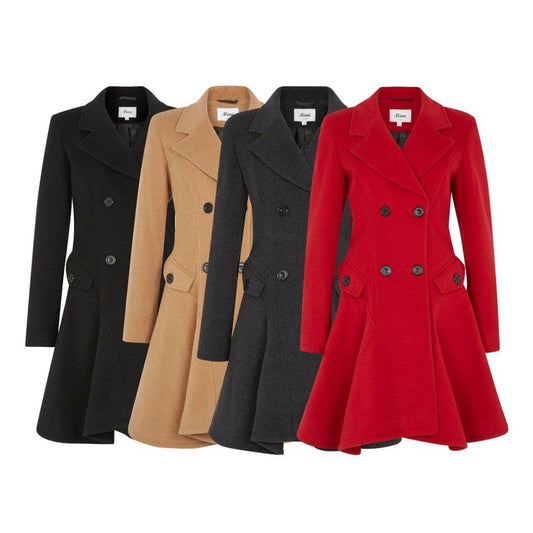 Women Wool Blend Double Breasted Skater Coat